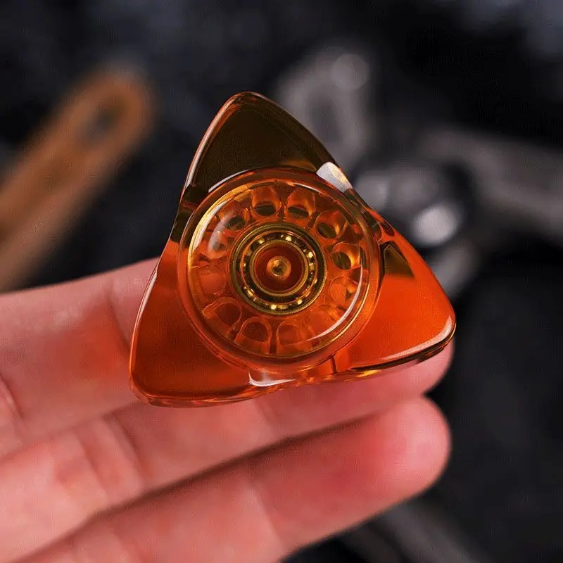 Amber şeffaf PEI Fidget Spinner EDC yetişkin manuel Fidget Spinner dehb aracı stres giderici oyuncak yenilik Spinner doğum günü hediyesi