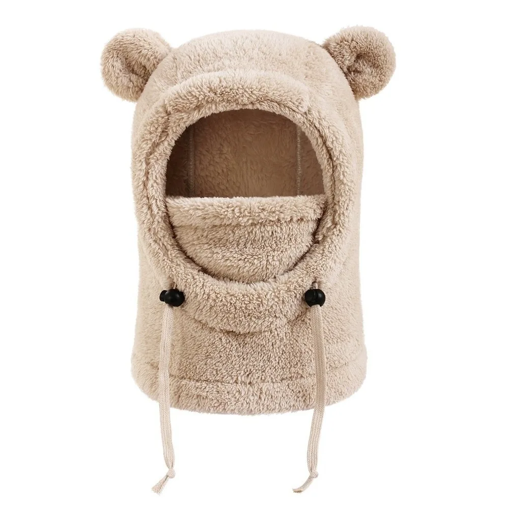 Fashion 3 in 1 Winter Helmet Hat Mask Scarf Soft Integrated Hat Neck Protection Cartoon Animal Beanie Hat Cycling