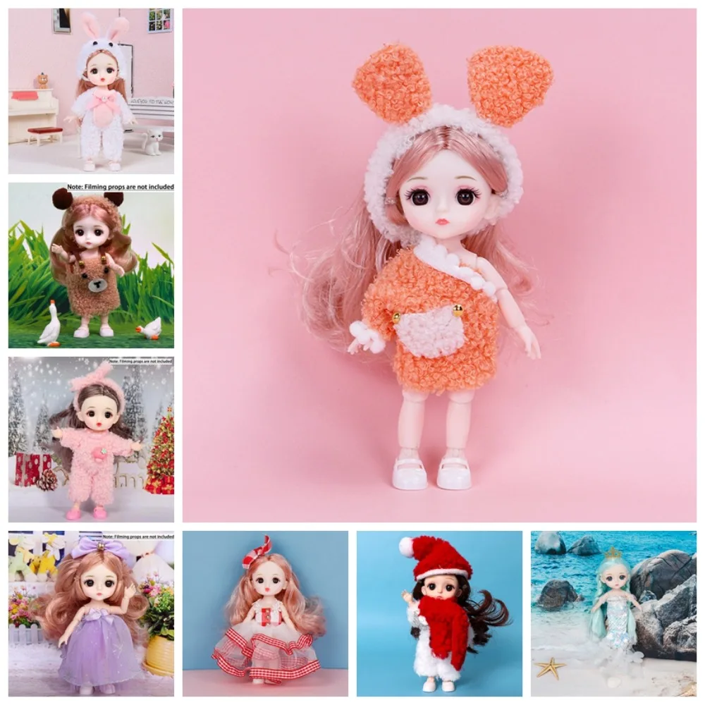 Full Set Doll Big Eyes 16cm BJD Doll 1/12 Scale Movable Cute Face BJD Doll 16cm Figure 13 Joints Bjd Mini 16cm Doll Diy Gifts
