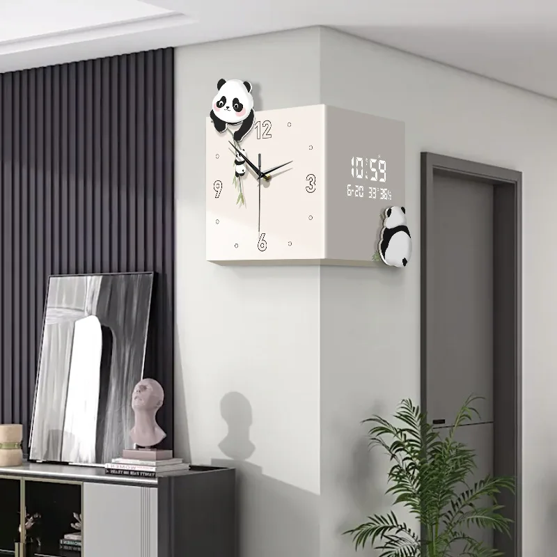 Sala de estar dupla face, panda de celebridades da Internet, relógio de canto com tela eletrônica display digital