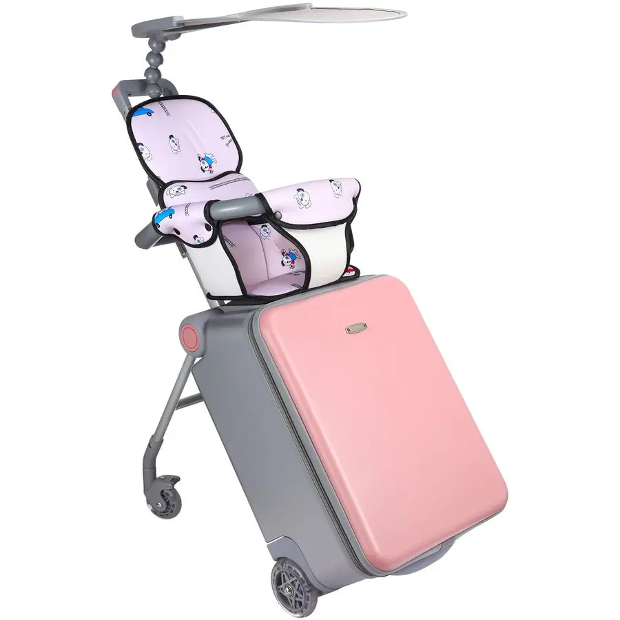 

on Luggage with Seat for Kids Expandable Ride on Suitcase with Spinner Wheels and Locks for TravelPink