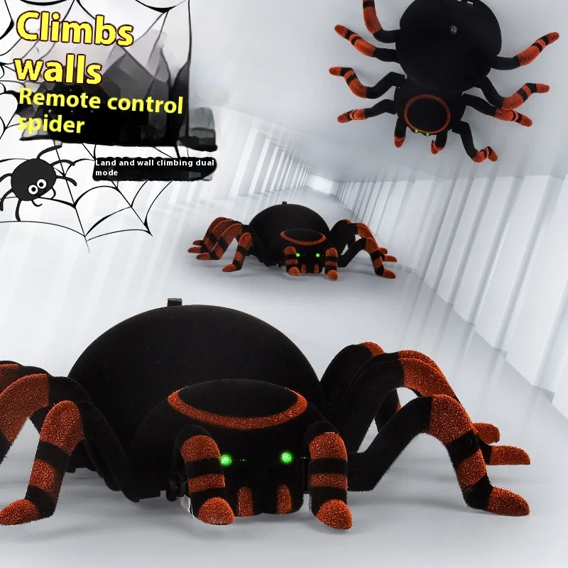 

Wall Climbing Spider Simulation 2.4g Electric Lighting And Sound Effects, Land Climbing Dual-Mode Children'S Remote Control Toy
