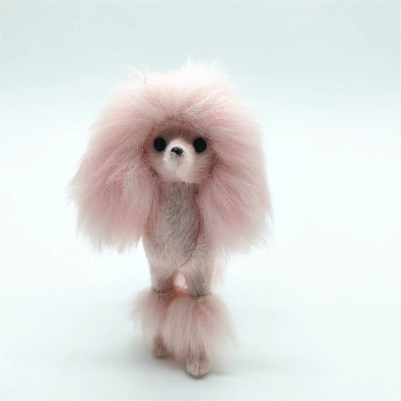 4 Inch Pink Poodle Figure Simulation Dog Plush Toys Gift Crafts  Home Decoration Living Room Decoration