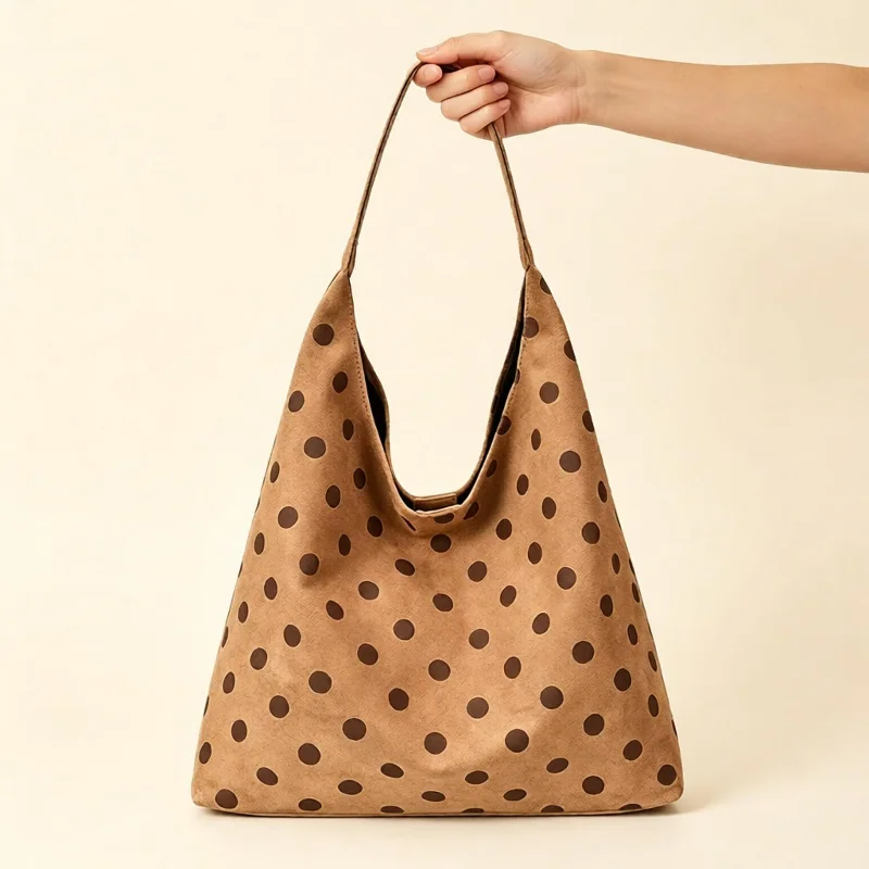 Korean Fashion Polka Dot Frosted Tote Bag Large Capacity Casual Shoulder Bag Women Handbag Daily Commute Shopping Crossbody Bag