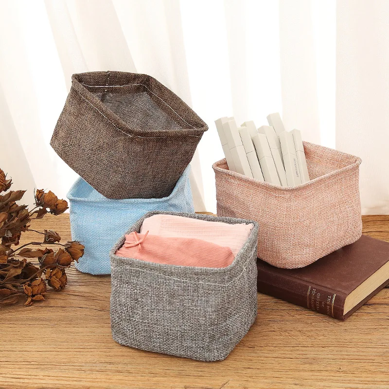 Mini Cosmetic Basket Non-breakable Mini Storage Basket Solid Color Space-saving Reliable Desk Stationery Storage Basket