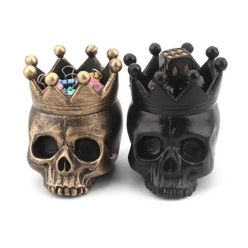 3D Halloween Crown Skull Candle Holder Resin Skeleton Candlestick Candle Base Gothic Home Table Decoration Party Supplies