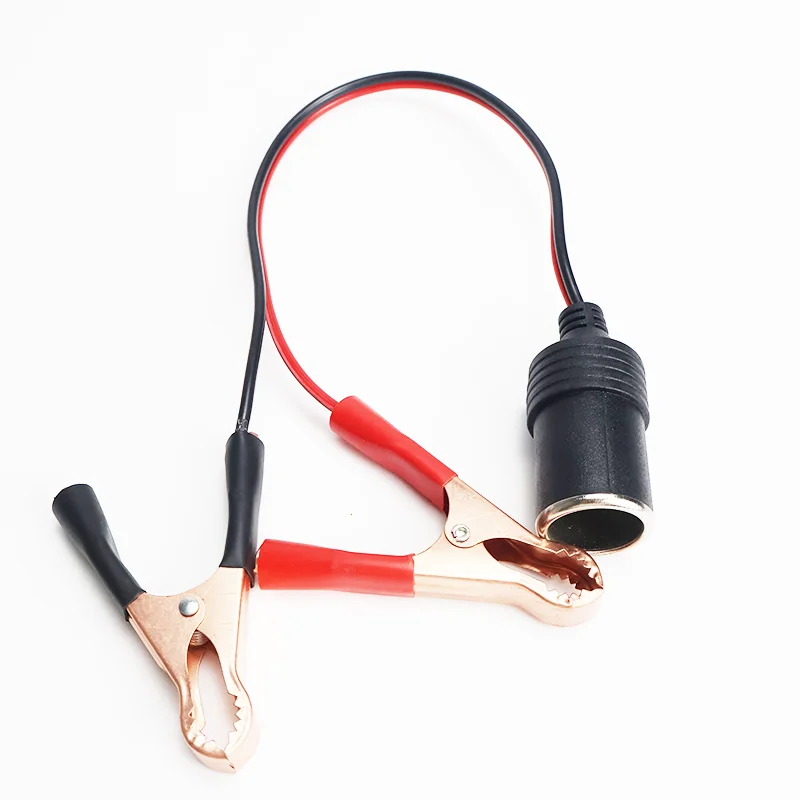 Car Battery Terminal Clip-on 12V 50A Cigarette Lighter Power Socket Adaptor 12V Copper Plating Battery Clip Camping Xmas 35cm