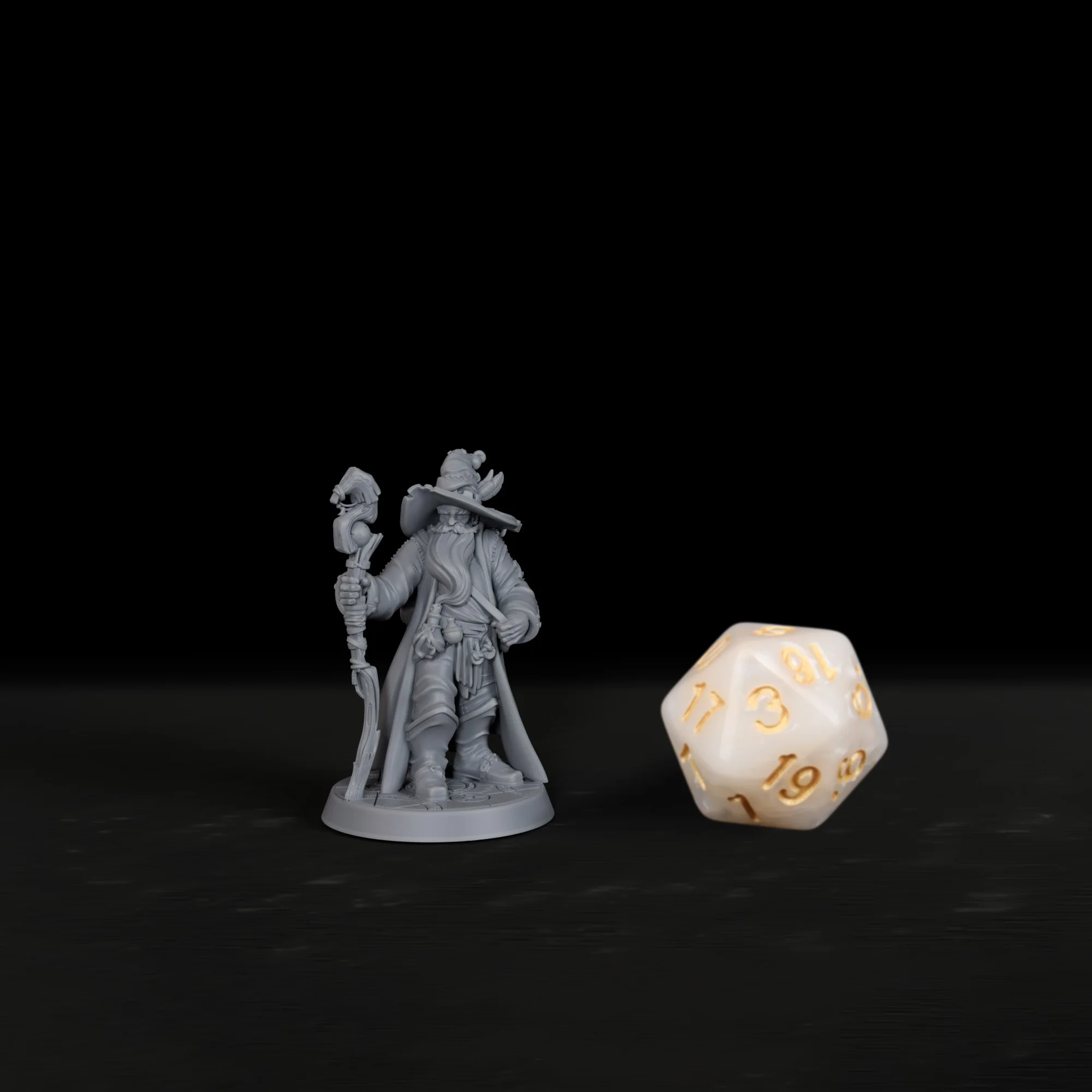 TTRPG Wizard Miniature with Staff - Hero Minis for Classic TRPG Board Games, Ideal Accessory for All RPG Skill Levels