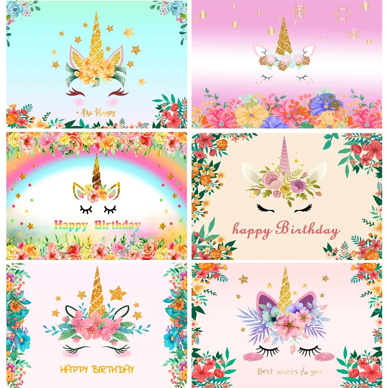 SHENGYONGBAO Unicorn Birthday Photography Backdrops Newborn Baby Photo Background Studio Photocalls Props 21531-b5