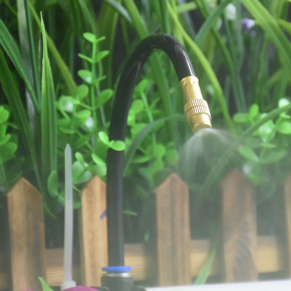 Outdoor Misting Cooling System Garden Irrigation Watering 8mm Brass Atomizer Nozzles Connector Kit for Patio Greenhouse
