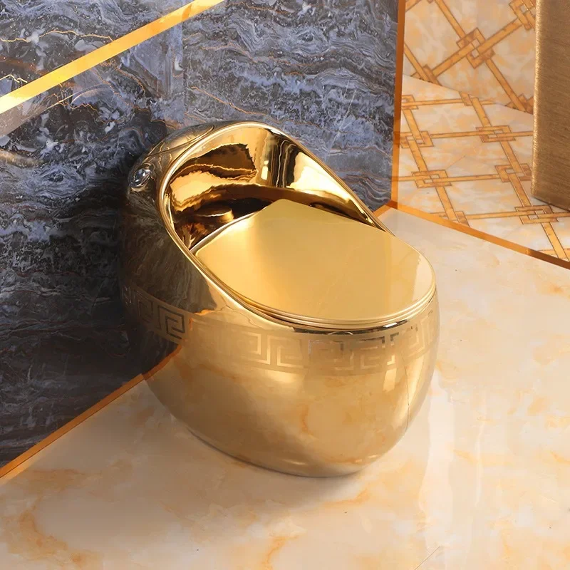 Modern Ceramic Golden One Piece Toilet Gold Plated Commode Shaped WC for Bathroom