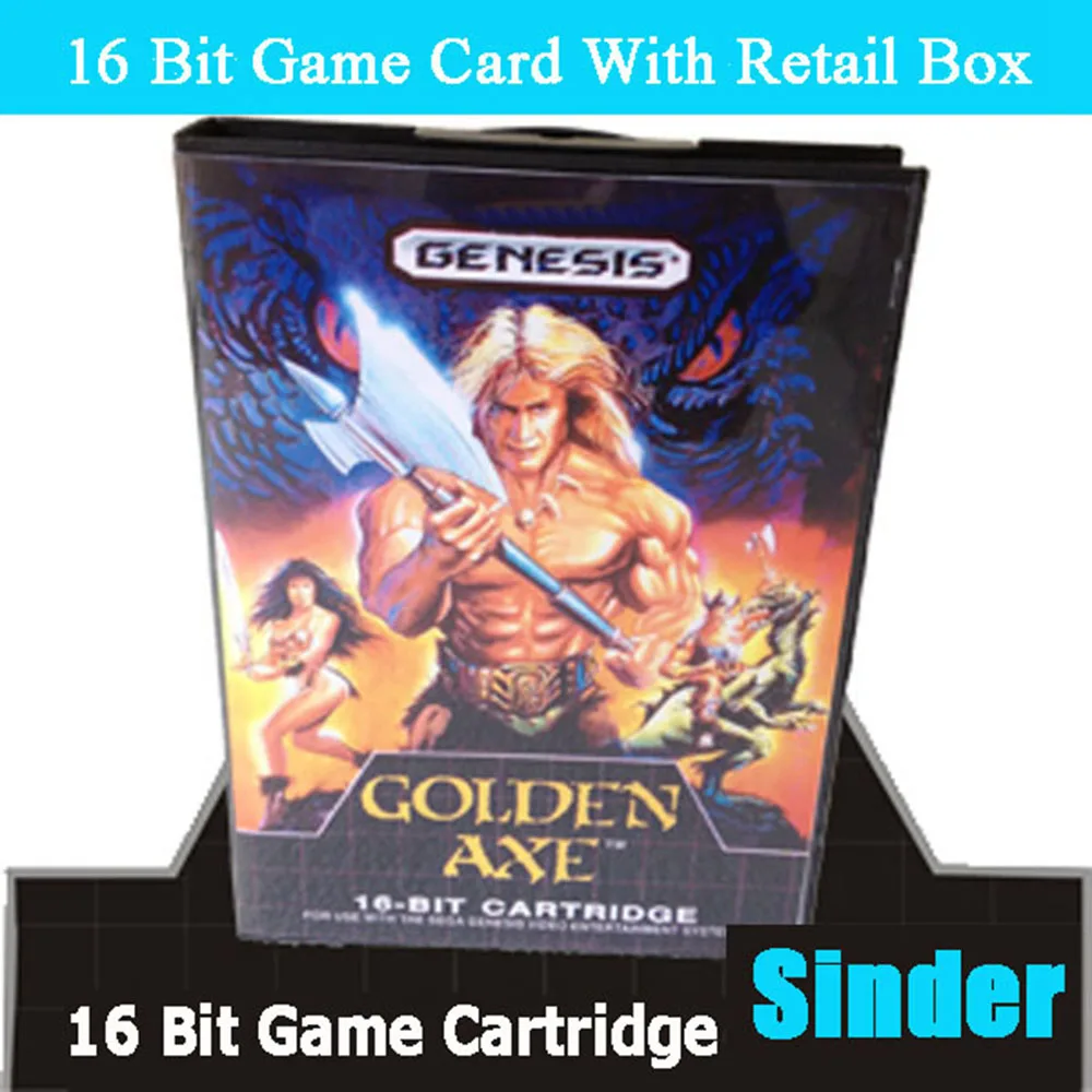 Cartucho de juego Golden Axe MD con caja de EE. UU. para sistema Sega Megadrive Genesis de 16 bits