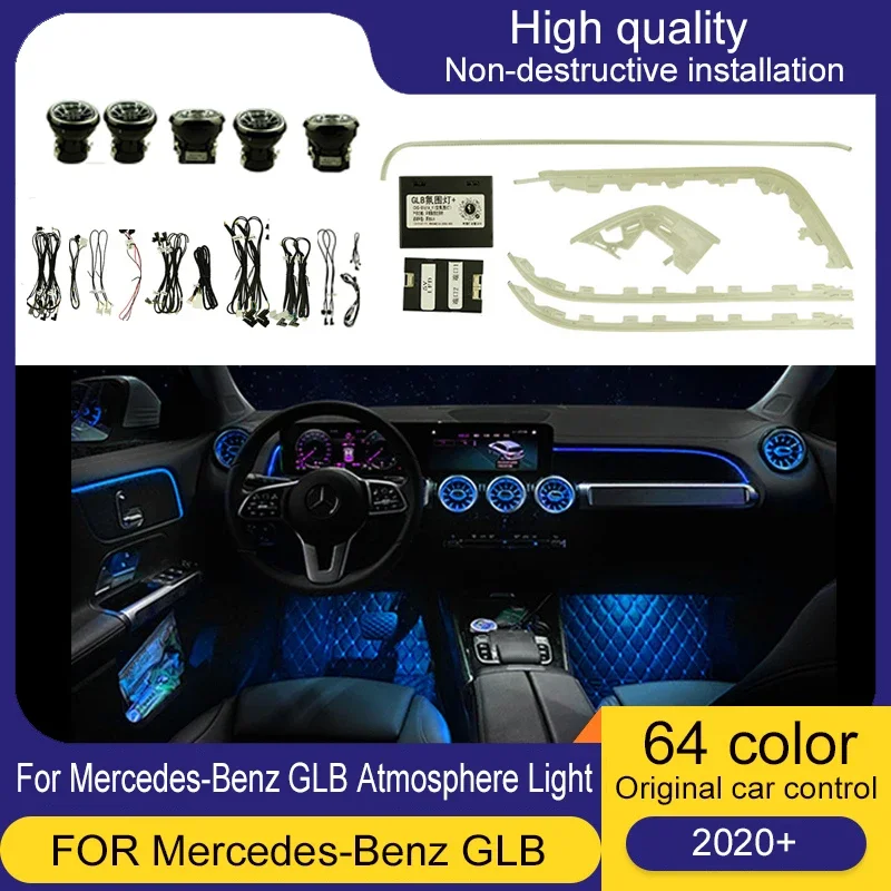 

Автомобильный вентиляционный отверстие, турбинная лампа для Mercedes-Benz GLA/GLB/B class H247 X247 W247, светодиодная атмосферная насадка, светящийся окружающий свет