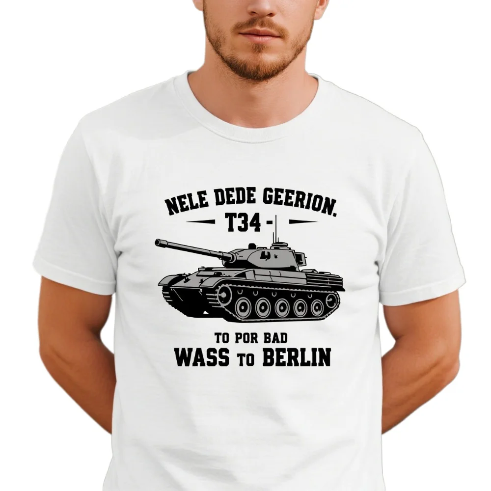 From Warsaw to Berlin in one T34 Tank Panzer Russland Polen Humor T-Shirt. Summer Cotton Short Sleeve O-Neck Mens T Shirt New