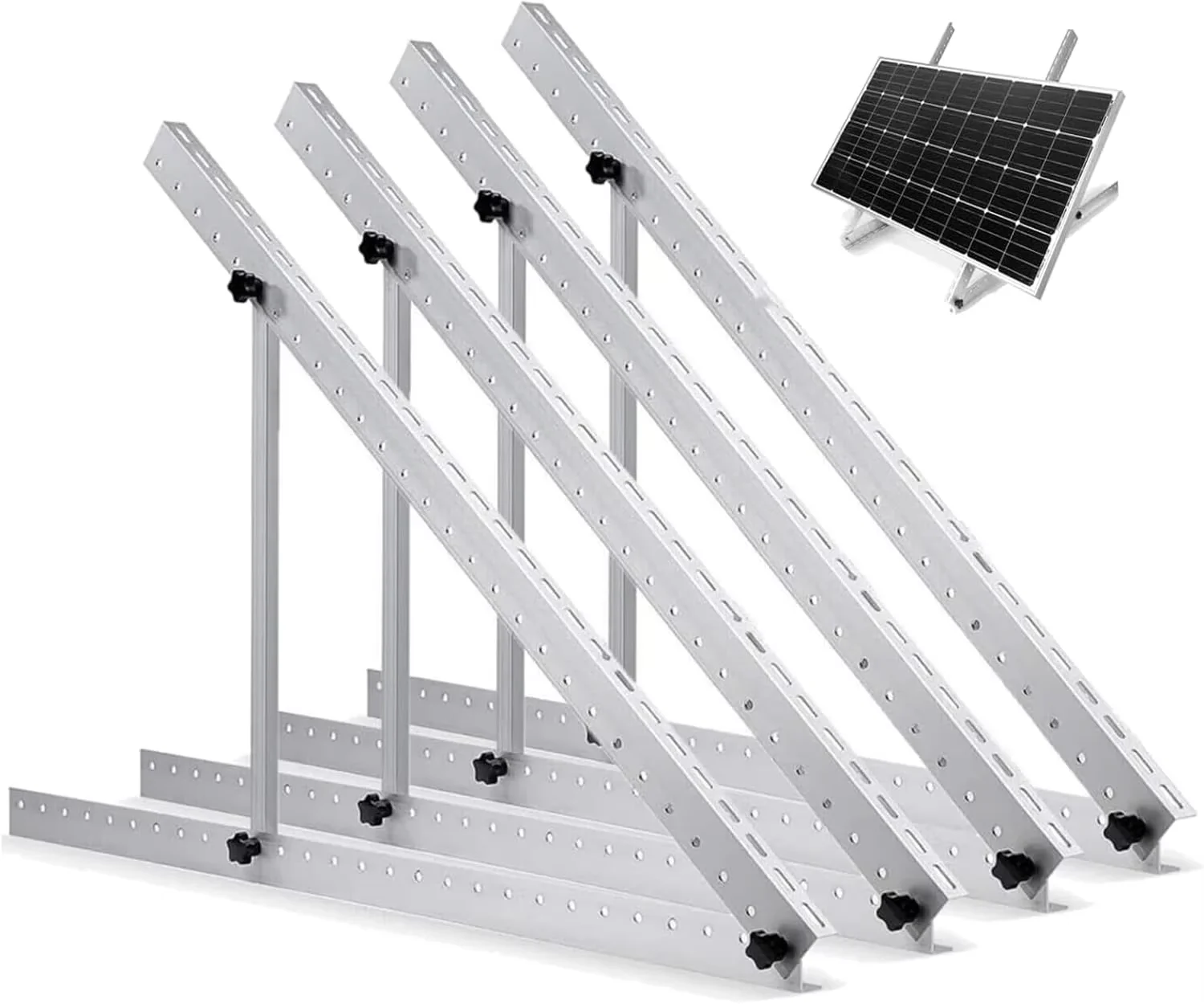 RVPOZWER 4-teiliges Set Verstellbare Solarmodul-Halterung 47 Zoll mit Klappbaren Neigungsverstellbaren Beinen für Dachmontage an Autarken Wohnmobilen und Booten