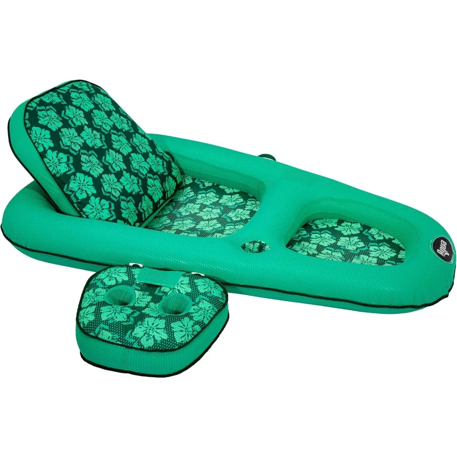 

Aqua Campania Ultimate 2-in-1 Pool Float Lounge Extra Large Inflatable Pool Floats for Adults with Adjustable Backrest and Cuph