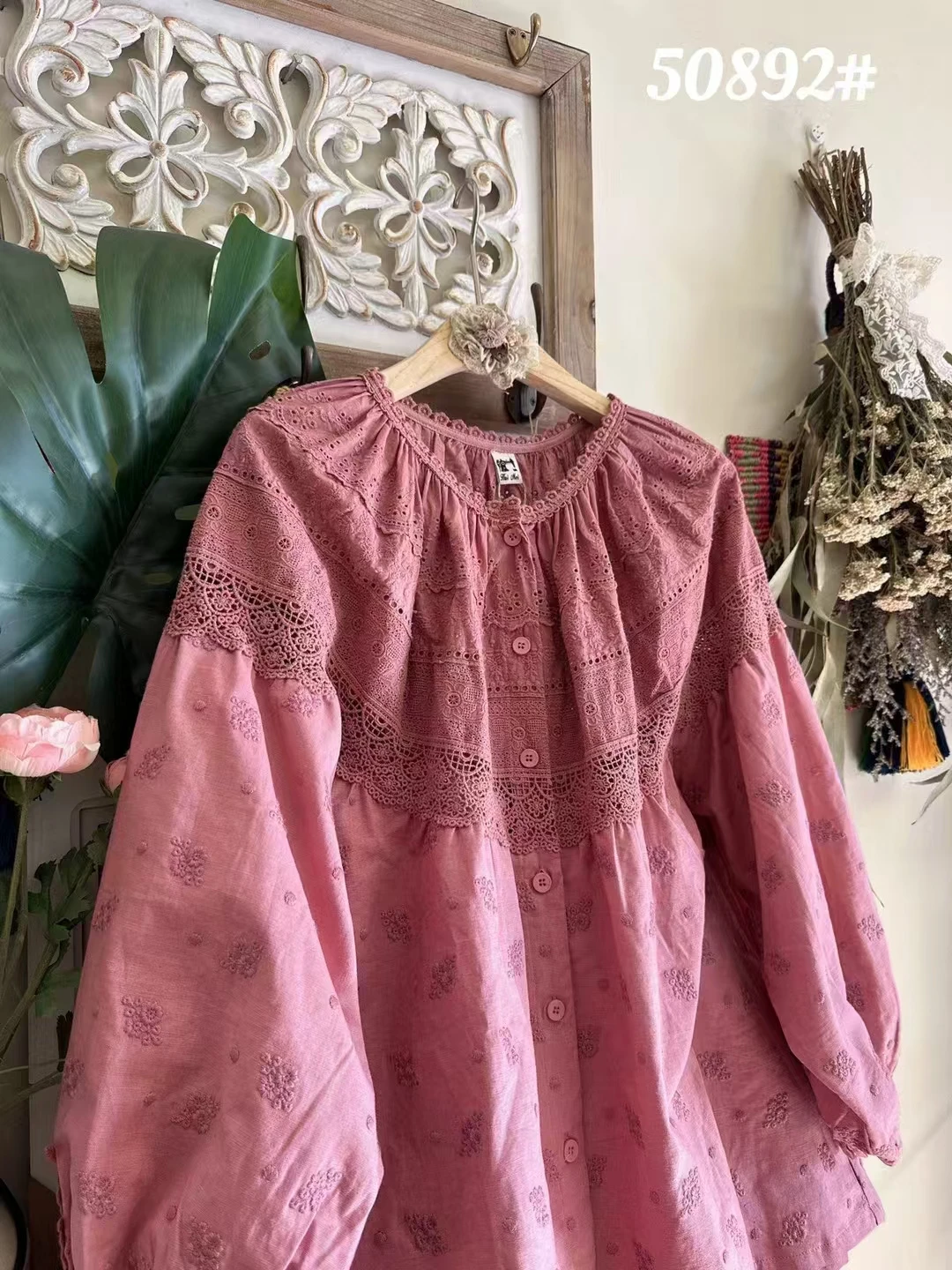 Spring New Sweet Mori Girl Flower Embroidery Hollow Out Cotton Linen Shirts Women O-Neck Long Sleeve Casual Loose Tops