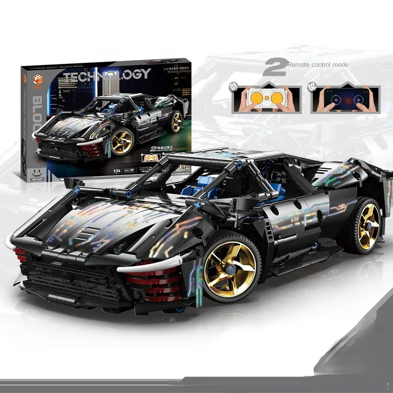 Black Building blocks Roadster RC Tech Racing 1:14DIY Roadster building blocks assembled building blocks car toy birthday gift