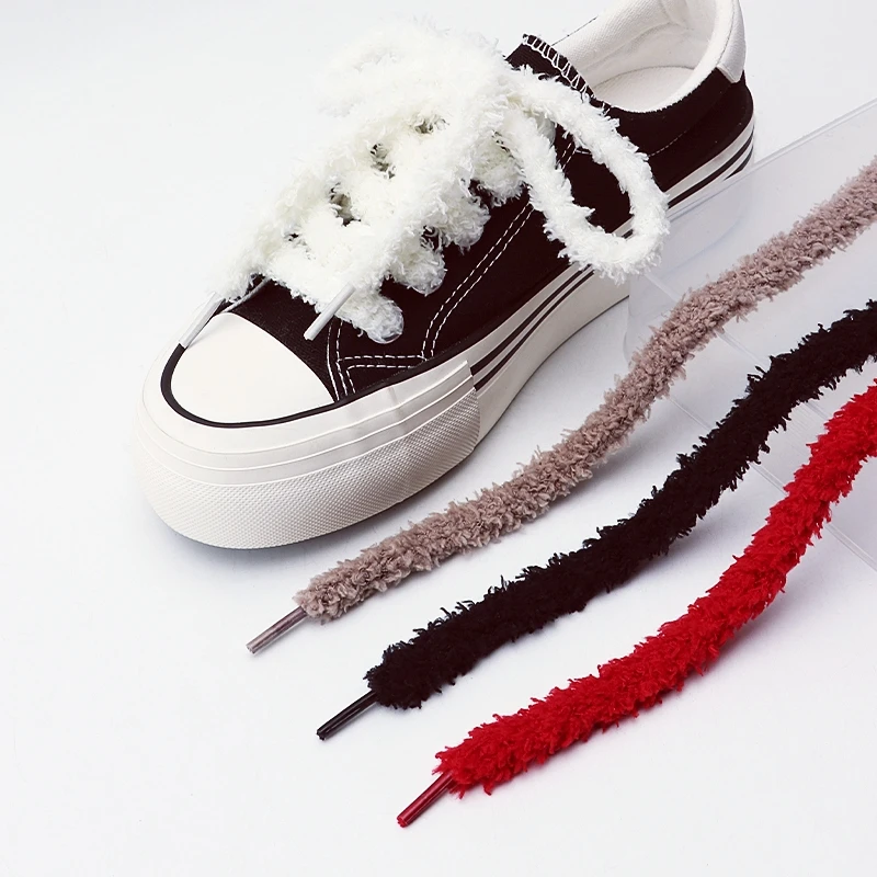 1 Pair Fashions 1CM Wide Round Plush Shoelace Sneakers Flat Shoes Casual Shoelace 80/100/120/140/160cm Shoelaces for Shoes
