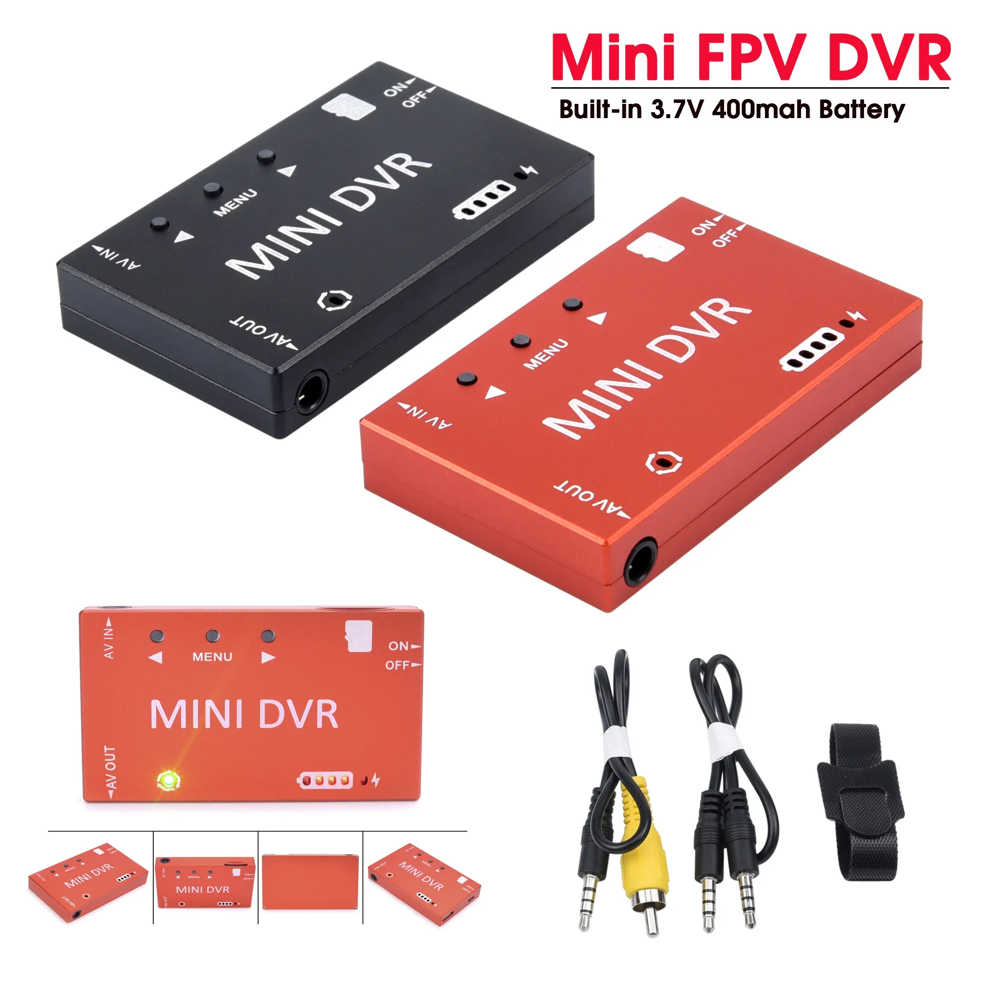 Mini FPV DVR Video Audio Recorder, Built-in 3.7V 400mAh Battery for FPV Multicopter, VR Goggles & Monitor
