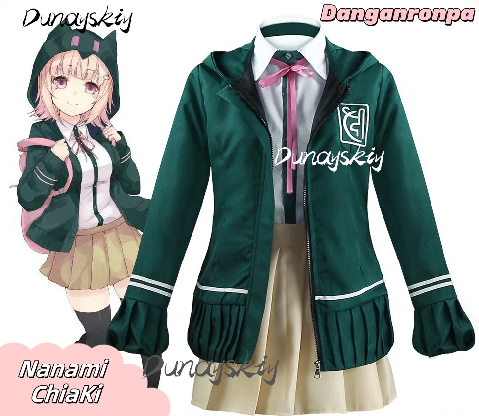 Nanami kostum Cosplay ChiaKi, aksesori Wig Super Dangan pakaian bermain peran untuk Natal Halloween disesuaikan