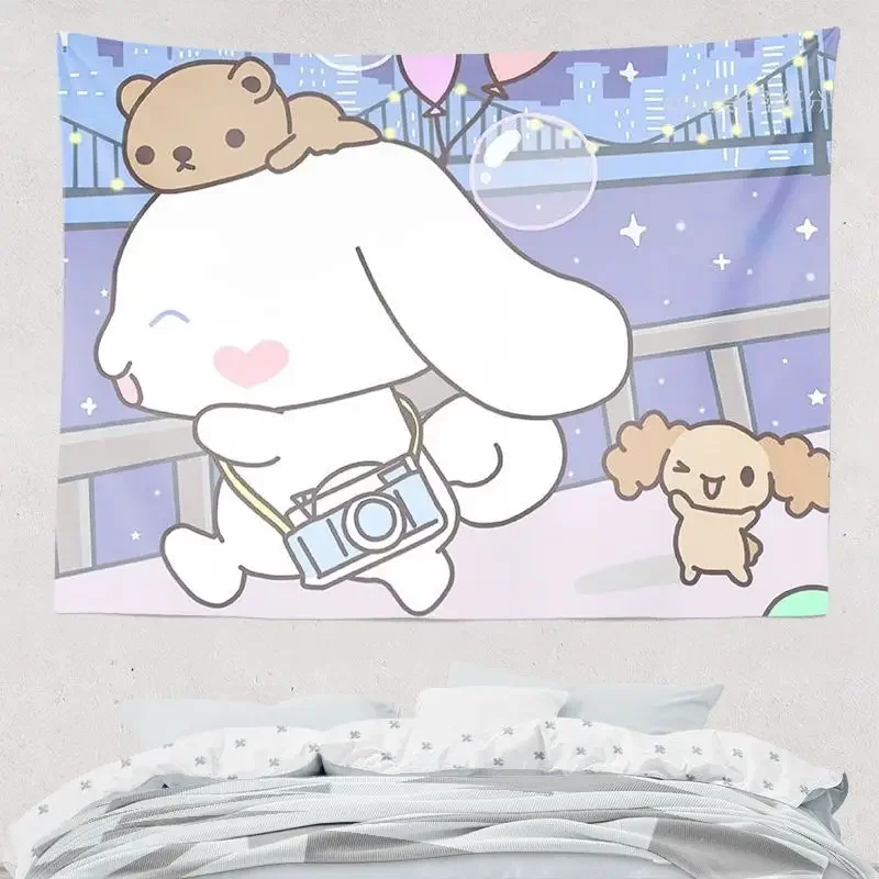 Kuromi Melody Cinnamoroll Kawaii Cartoon Tapestry Wall Hanging Girls Gifts Anime Wall Carpets Yoga Mat for Room Dorm Decoration