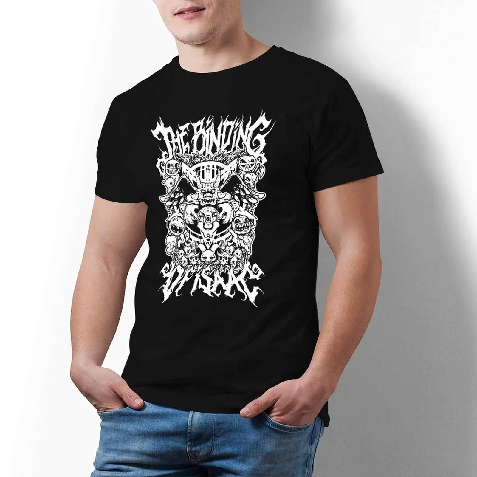 Men T Shirt Evil Up The Binding Of Isaac Awesome T-Shirt Video Game Afterbirth Wolf Comic Cotton Graphic Tshirt Round Neck tops
