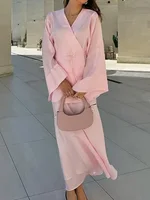 2025 nouvelle mode femmes décontracté à manches longues Blouse Maxi jupes costumes 2 pièces ensembles assortis élégant dubaï turquie ensemble robe musulmane ensembles 4