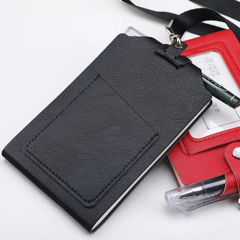 NEW Reporter A7 Pocket Office Notebook and Business Badge Holder and Neck Lanyard Portable Note Mini Notepad with Short Pen