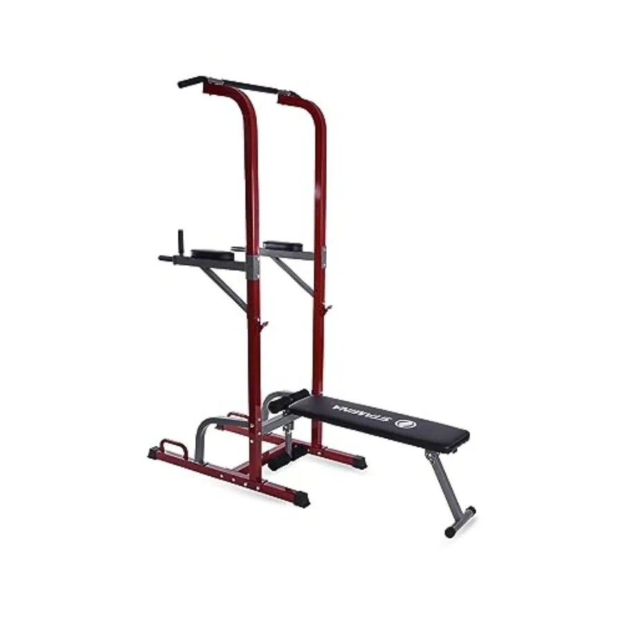 

Full Body Power Tower 735 - Dip Bar with Built-in Bench and Rack - Pull Up Bar Station with Smart Workout App - Dip Bars for Ho