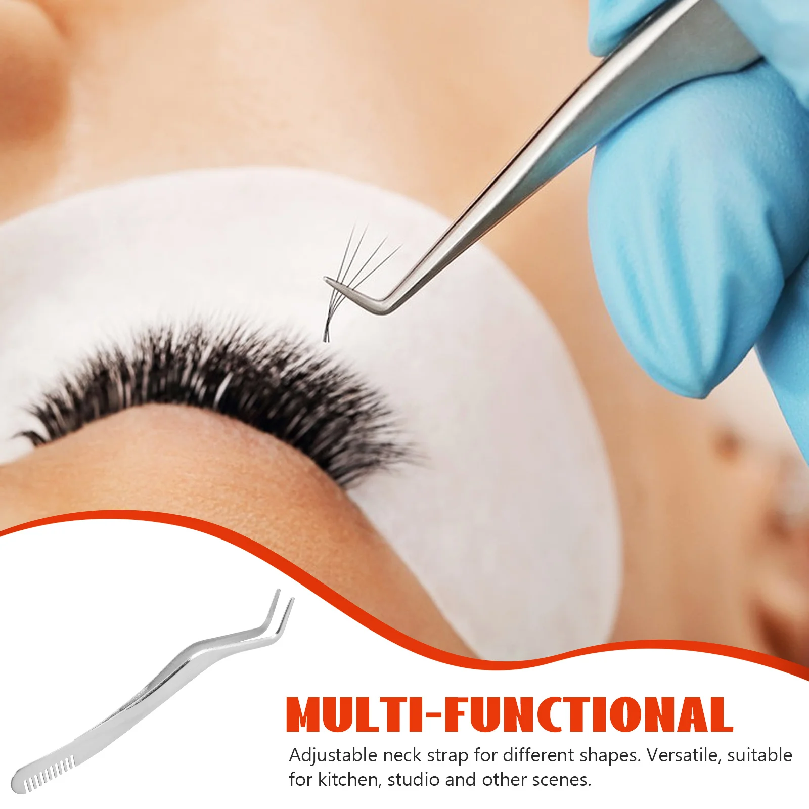 แหนบต่อขนตาสแตนเลสพร้อมหวีในตัวสำหรับการต่อขนตาปลอม เครื่องมือกรูมมิ่งที่แม่นยำสำหรับงานแต่งงาน