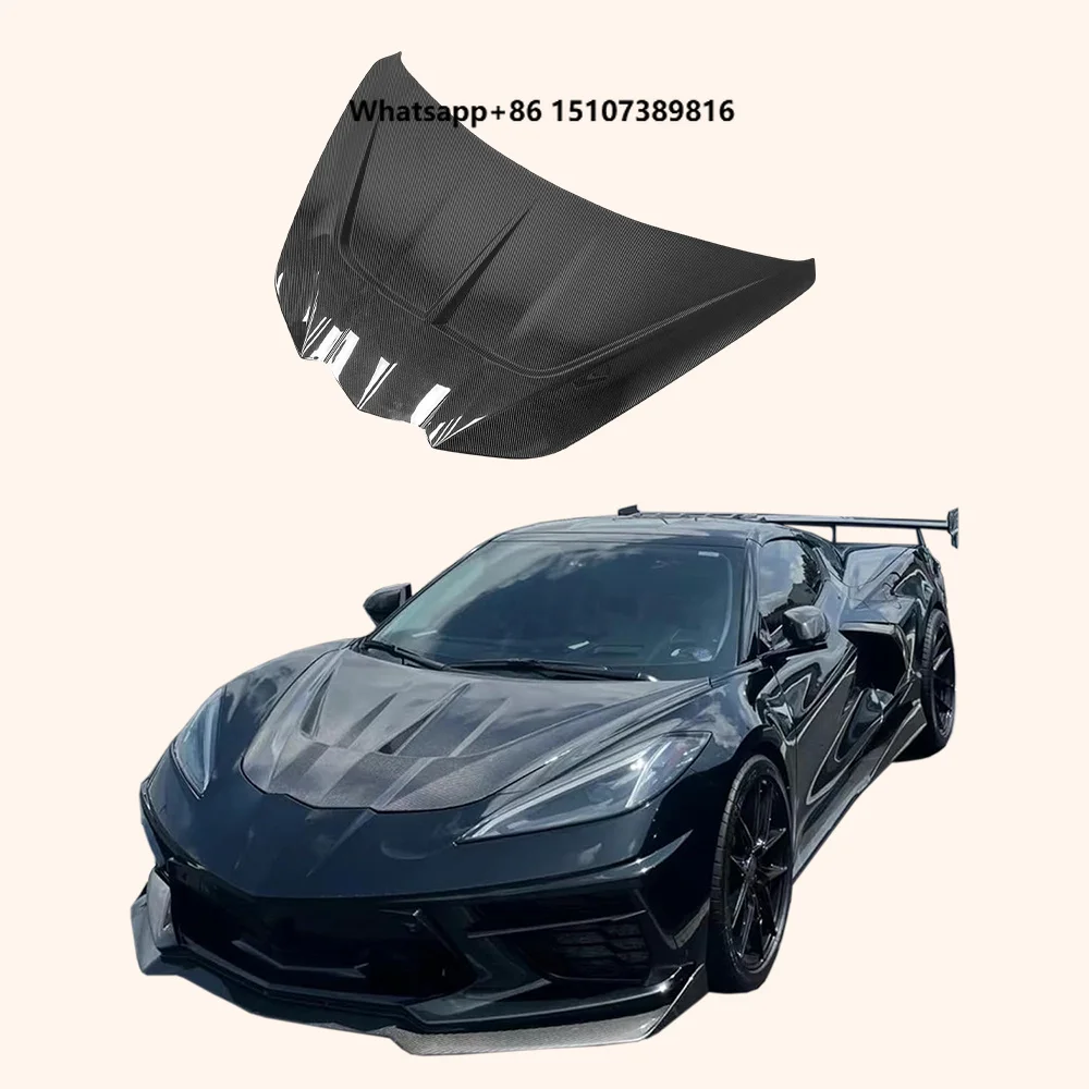 For Corvette C8 20-24 Carbon Fiber ZR3 Style Front Vented Cooling Hood