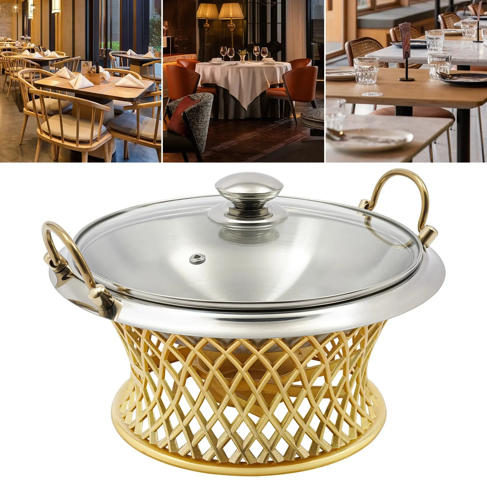 

Modern Buffet Chafing Dish, Round Chafing Dish, Aluminum Alloy Chafing Dish with Lid