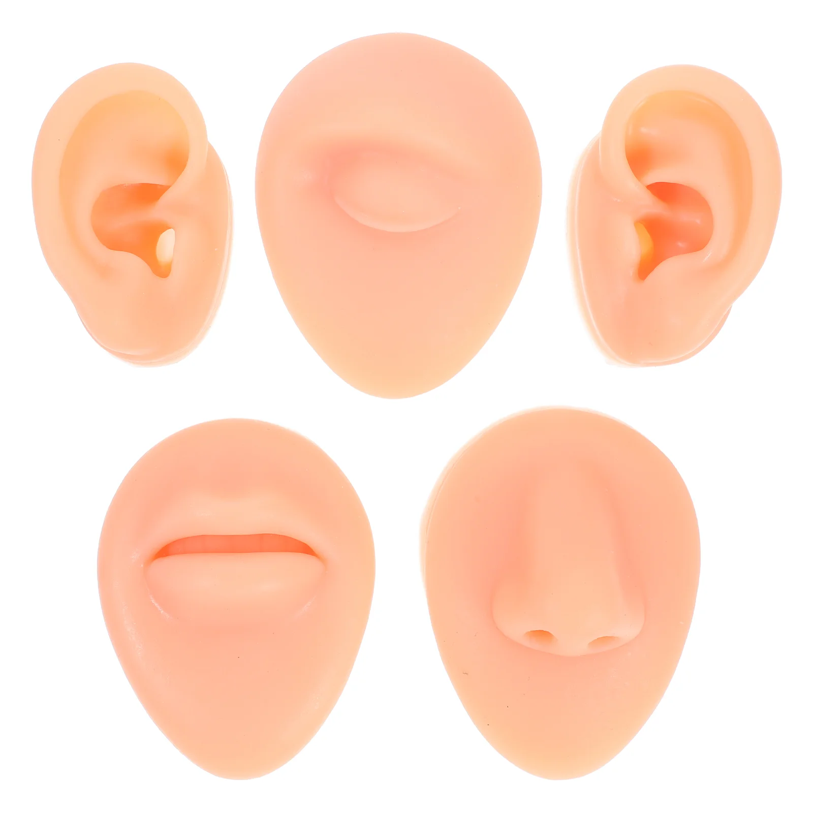 1 Set  Piercing Practice Body Parts Silicone Ear Models Artificial Nose Model For Piercing Practice Piercing Nose Model Lip Pier