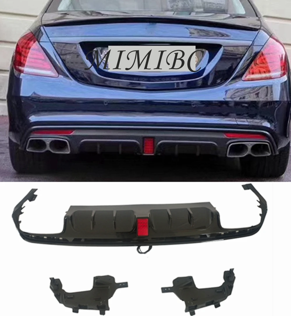 FOR Mercedes Benz S Class W222 S350 S450 S500 For Brabus Car Modification Rear Bumper Lip Body Kit Diffuser Spoiler Exhaust Pipe