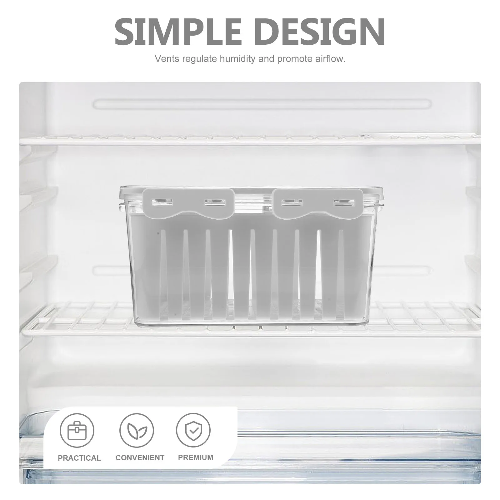 

1pc Refrigerator Food Container With Ventilation For Fresh Keeping Fruit Vegetable Storage Draining Basket Fridge Organizer