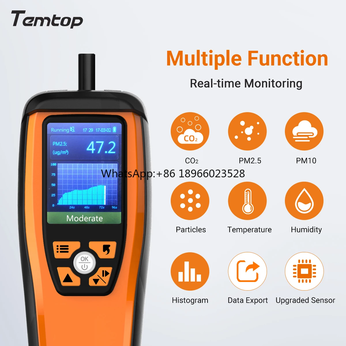 Temtop M2000C 2nd Air Quality Monitor Professional CO2 PM2.5 PM10 Temperature and Humidity Tester Indoor Outdoor