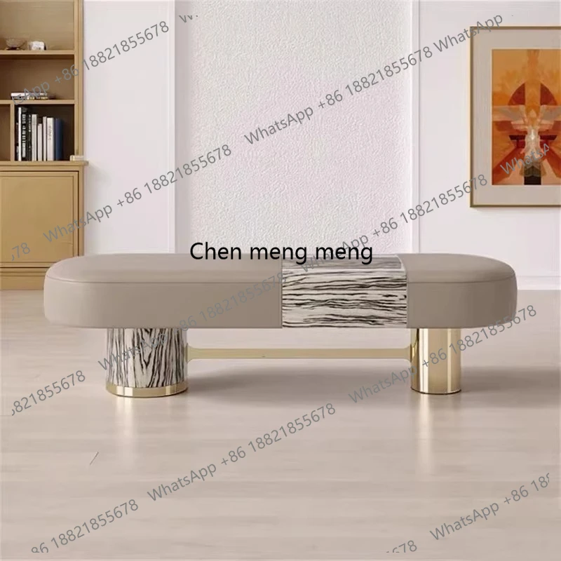 

Bed end, Italian leather home European American style, light luxury furniture, bedroom bedside, footstool