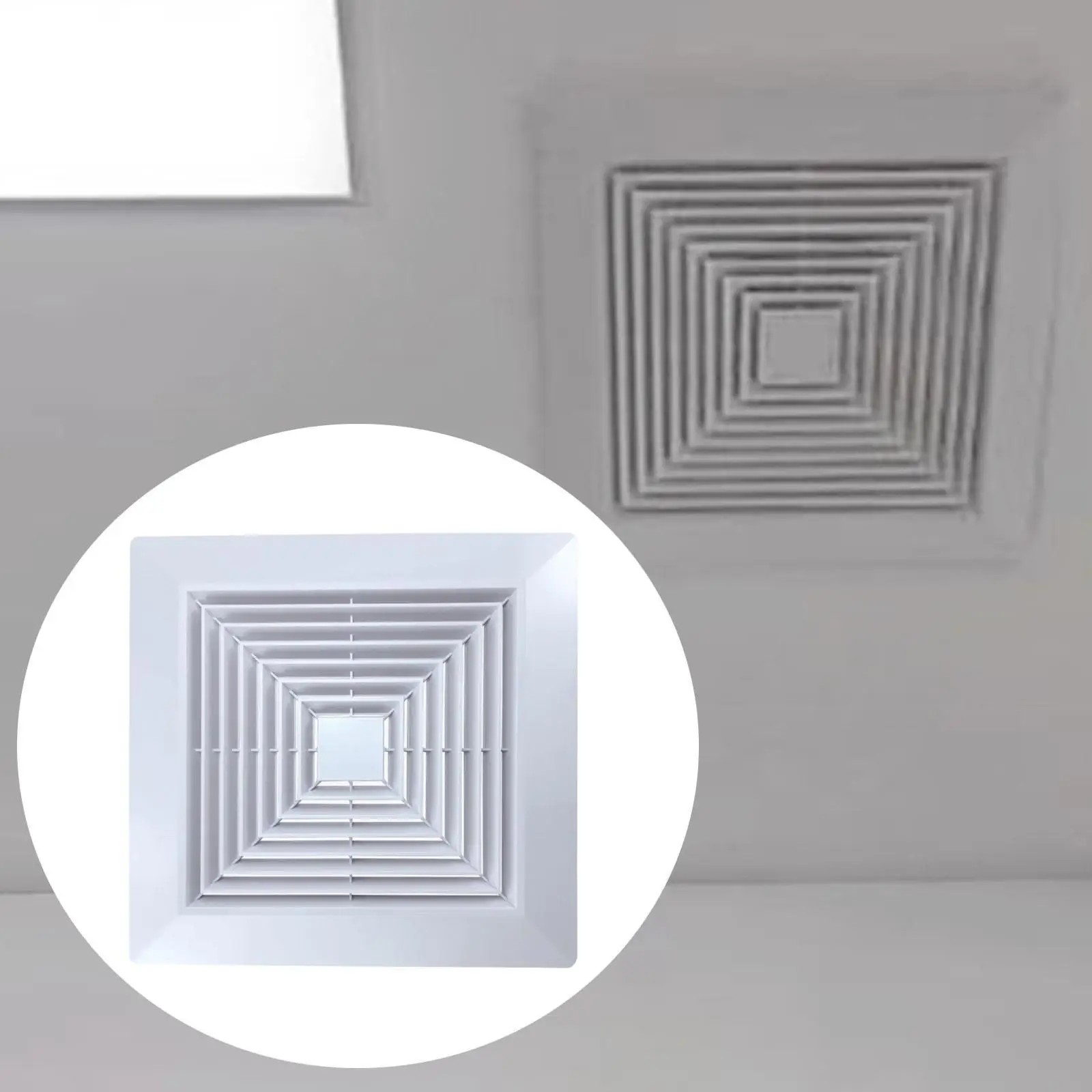 Square Air Diffuser Cover PP Bathroom Ceiling Fan Grille Ventilation Outlet Easy Spring Clip Mount for Wall Duct Any Room Style