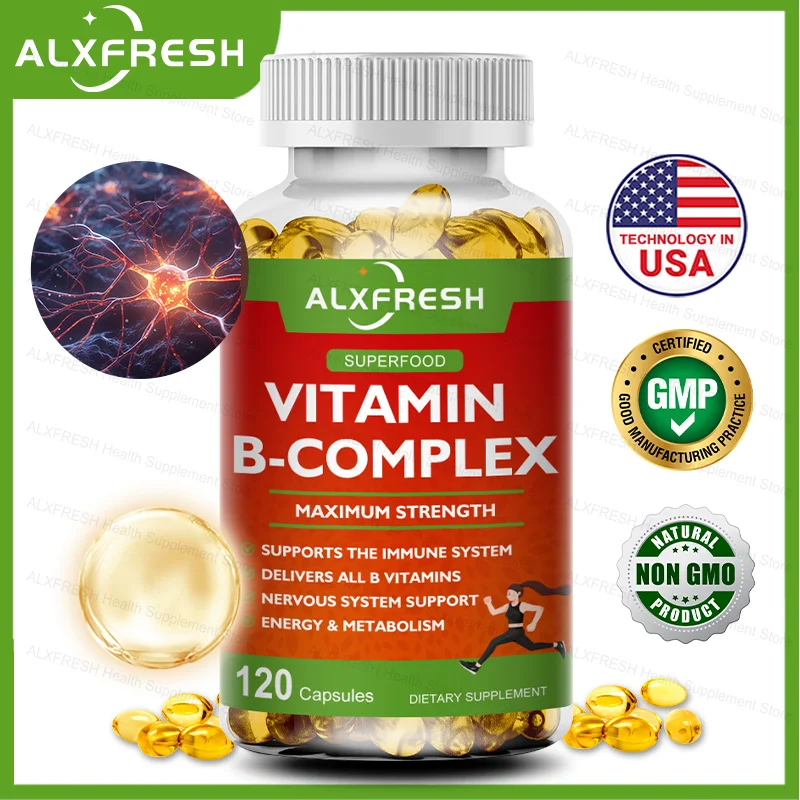 B Complex Vitamin Supplements for Energy, Relieve Stress, Mood Swings, Immunity System