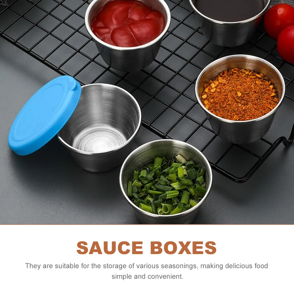 

6 Pcs Sauce Box Seasoning Container Mini Small Condiment Boxes 304 Stainless Steel Containers Leak-proof Outdoor