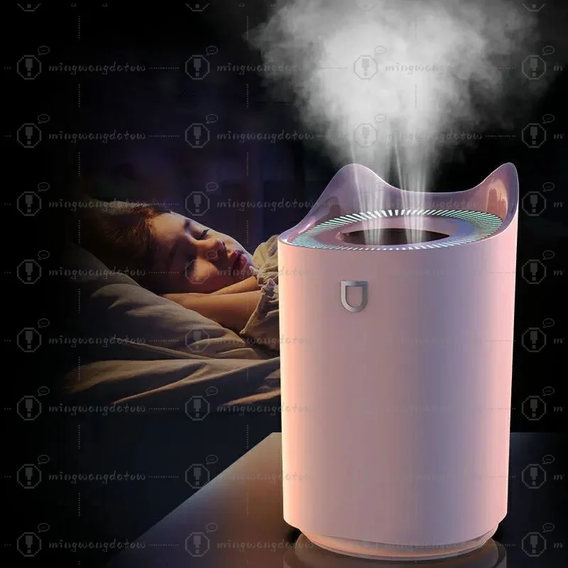 USB Air Humidifier 3L Double Nozzle Essential Oil Diffuser With LED Light Ultrasonic Aroma Diffuser Home Car Purifier Mist Maker