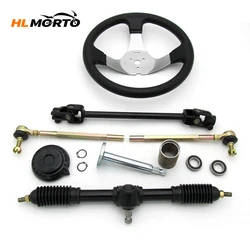 Kart Steering Assembly Steering Wheel Steering Ball Head Pull Rod Set 300mm Steering Wheel 420 Wheel Motor Directional Gear