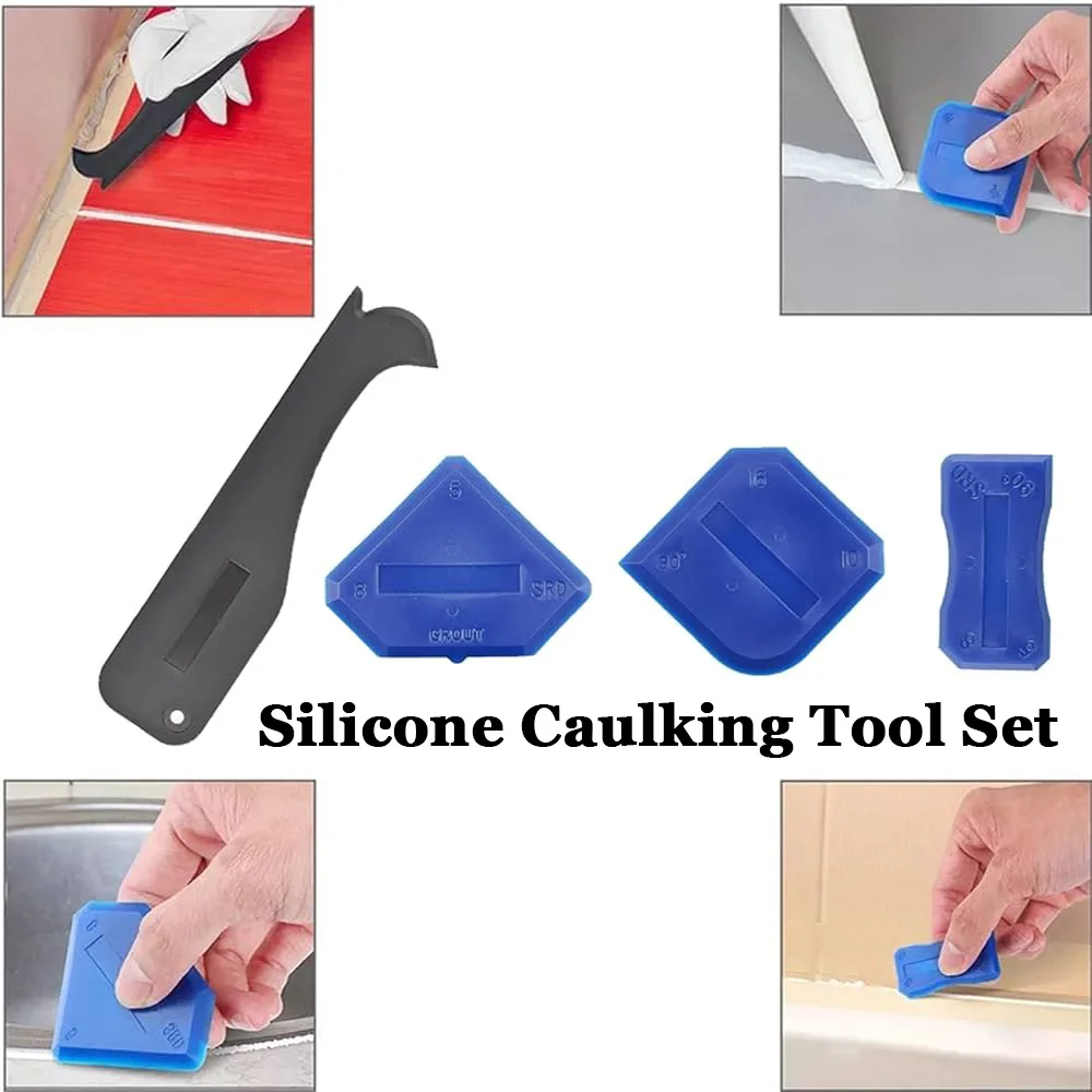 Siliconen kitgereedschap |   5-in-1 afwerkingsgereedschap voor kit |   Kalfaterenverwijderaar Glaslijm Hoekschraper voor badkamer, keuken, vloer