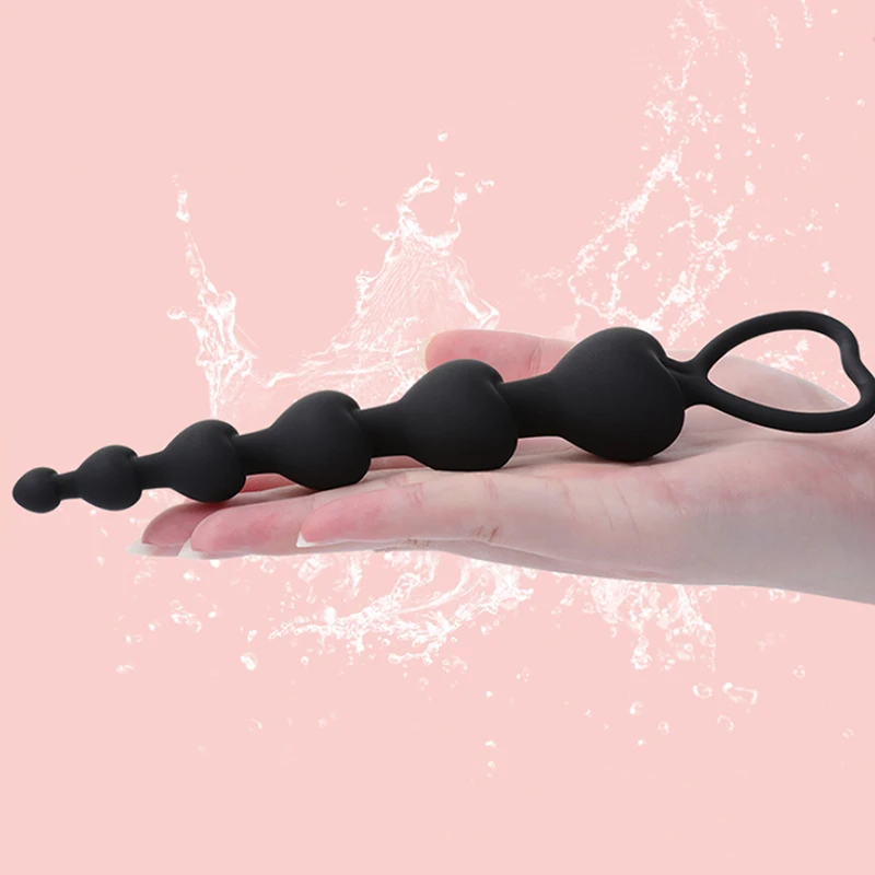 Heart Beads Soft Anal Plug Anus Toys Big Balls Silicone G-Spot Stimulating For Couples Butt Plugs Adult Sexy Anal Masturbator view 4