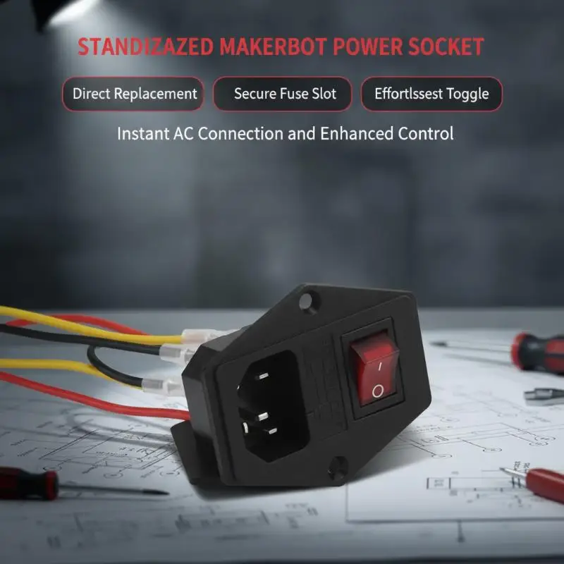 1 Set 3D-Drucker-Teile Stromversorgungsschalter Stecker mit Sicherung für 3D-Drucker DIY 3D-Drucker-Zubehör – Detail 12