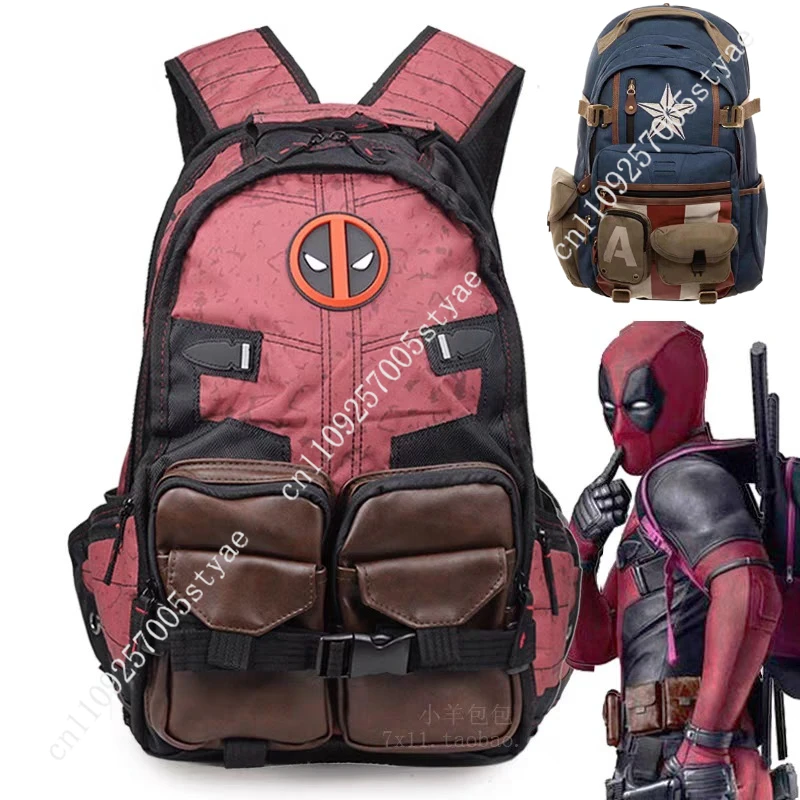 Marvel Avengers Backpack Captain America Deadpool Superhero Stationery SchoolBag  Unisex Birthday Gift