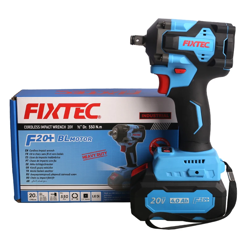 FIXTEC Heavy D uty Electric Power Wrenches 1/2 inch 280/400/550 Nm Portable Lithium Battery Cordless Brushless Impact Wrench