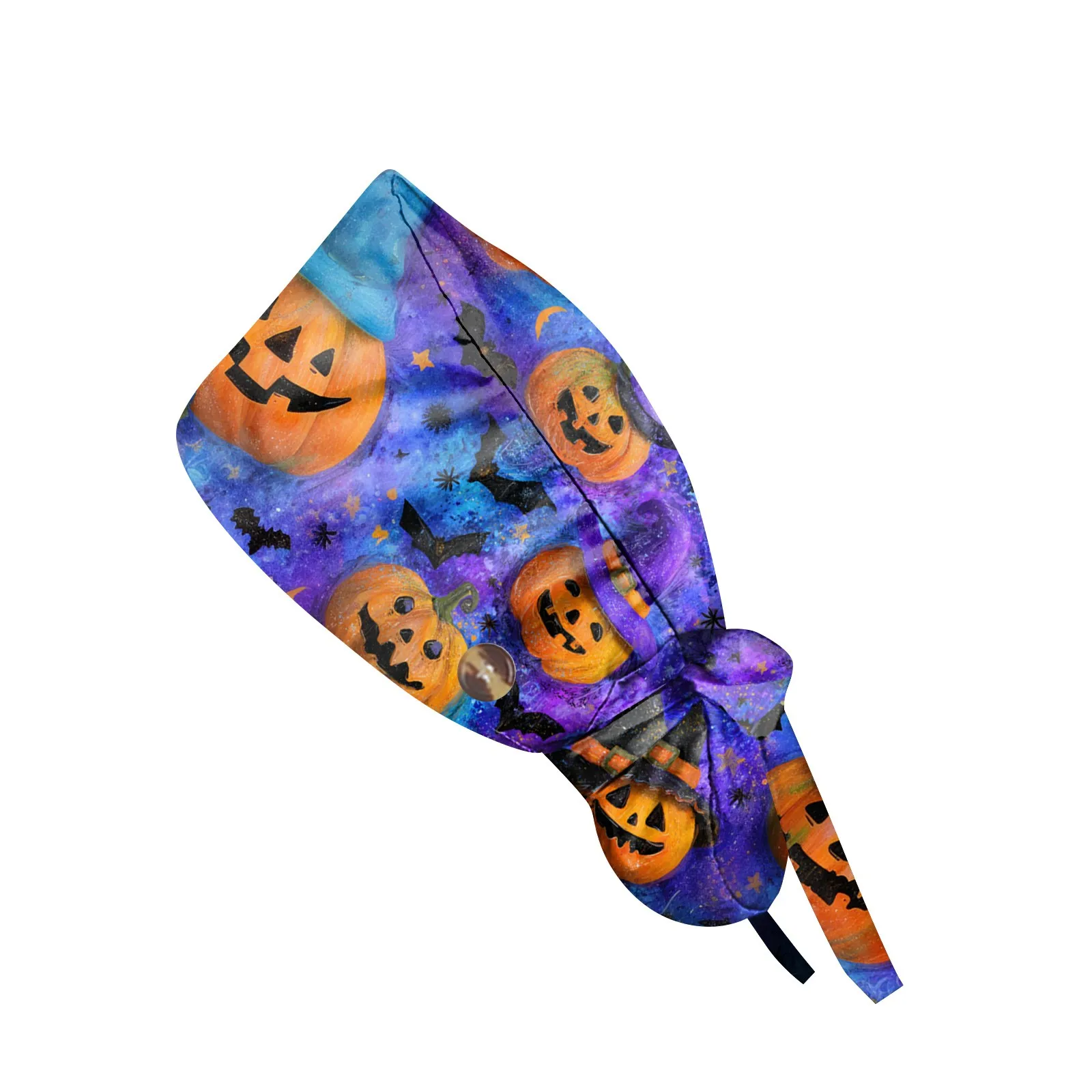 

Fashionable Halloween Print Work Cap Unisex Colorful Scrubs Cap Nursing Work Hat Casual Women's Ponytail Cap Nurse Accessories