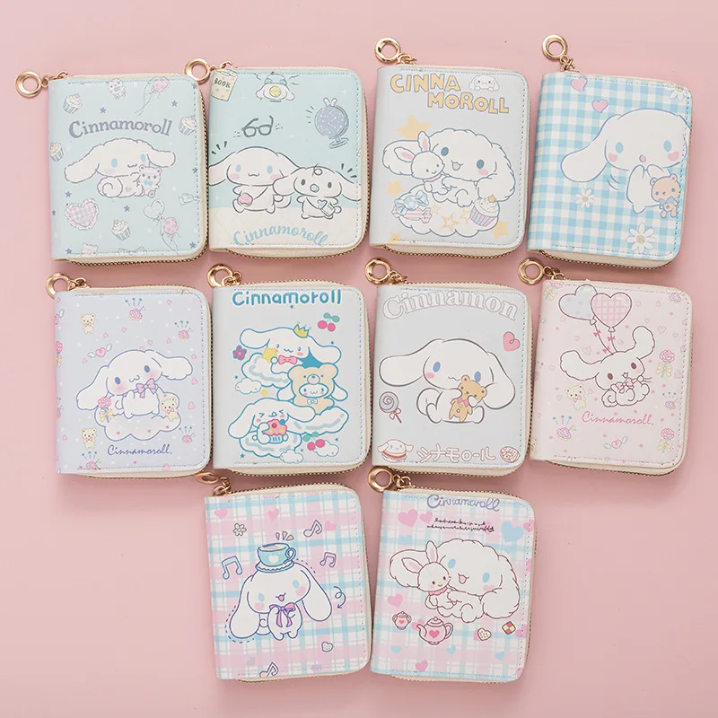 

Kawaii Sanrio Cinnamoroll Series Wallet Cute Anime Print Short Purse Student Change Storage Bag Girl Coin Purse Birthday Gift